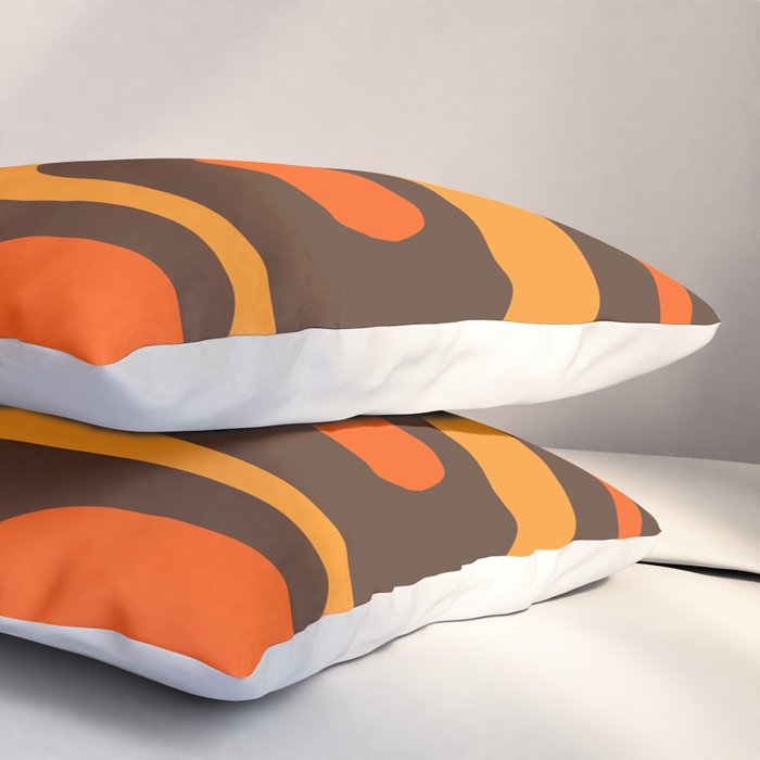 Mid-Century Modern Piquet Retro Minimalist Abstract in 70s Brown and Orange Pillow Sham Gallery Image 3