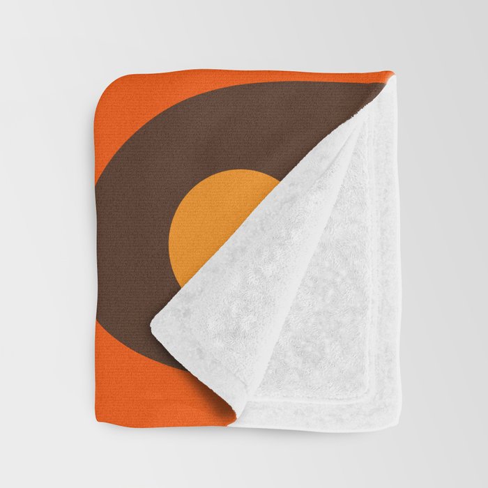 Mid-Century Modern Piquet Retro Minimalist Abstract in 70s Brown and Orange Throw Blanket Gallery Image 3