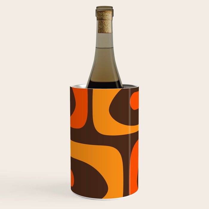 Mid-Century Modern Piquet Retro Minimalist Abstract in 70s Brown and Orange Wine Chiller Gallery Image 1