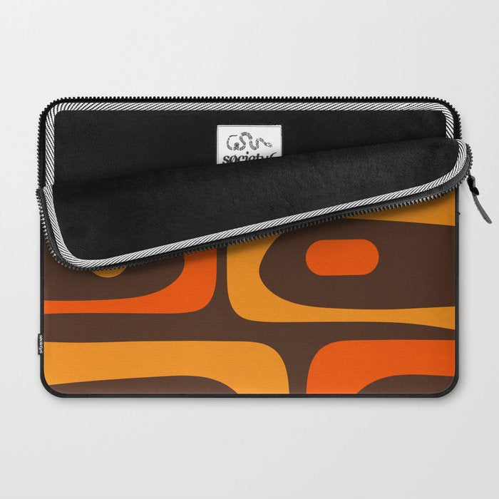 Mid-Century Modern Piquet Retro Minimalist Abstract in 70s Brown and Orange Laptop Sleeve Gallery Image 2