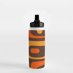Mid-Century Modern Piquet Retro Minimalist Abstract in 70s Brown and Orange Water Bottle Gallery Image 2