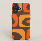 Mid-Century Modern Piquet Retro Minimalist Abstract in 70s Brown and Orange iPhone Case Gallery Image 1