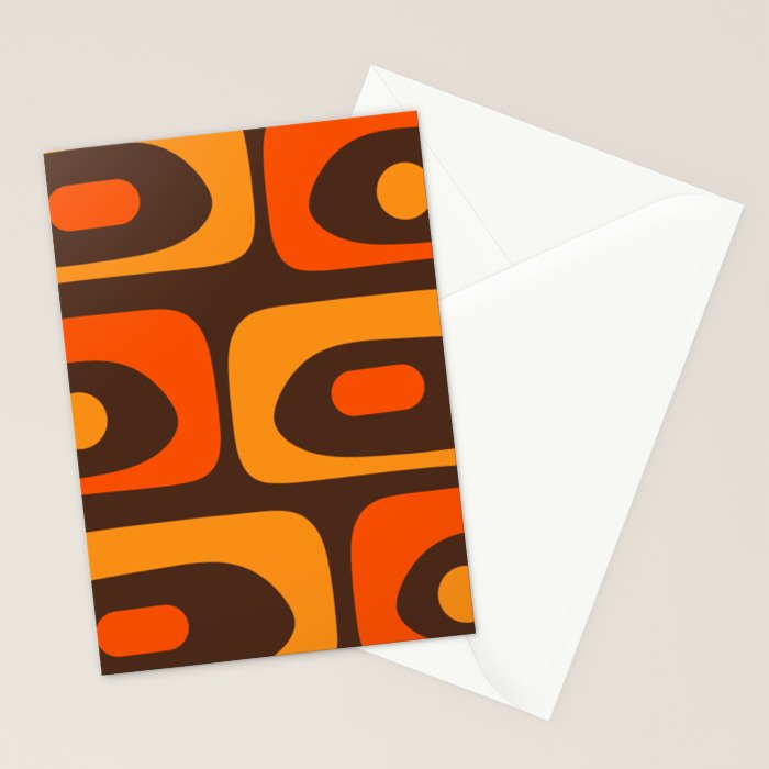 Mid-Century Modern Piquet Retro Minimalist Abstract in 70s Brown and Orange Stationery Card Gallery Image 2