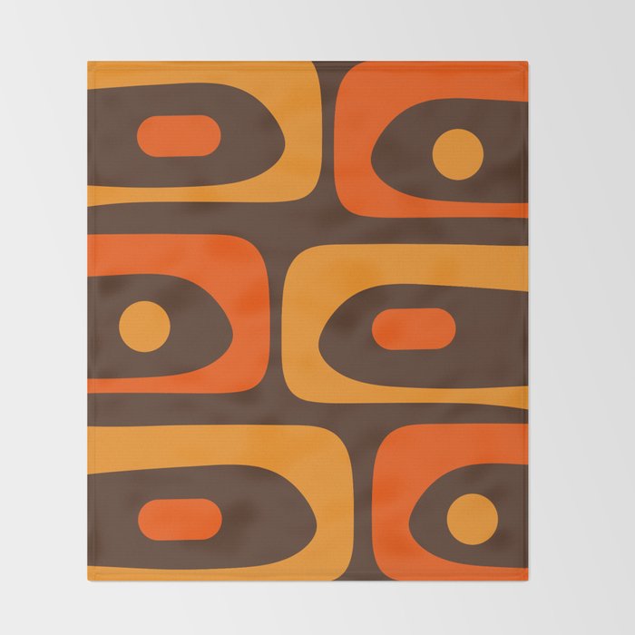 Mid-Century Modern Piquet Retro Minimalist Abstract in 70s Brown and Orange Throw Blanket Gallery Image 2