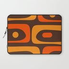 Mid-Century Modern Piquet Retro Minimalist Abstract in 70s Brown and Orange Laptop Sleeve Gallery Image 1