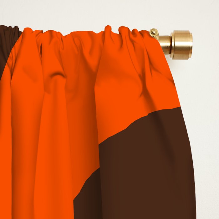 Mid-Century Modern Piquet Retro Minimalist Abstract in 70s Brown and Orange Window Curtain Gallery Image 2