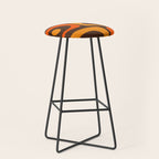 Mid-Century Modern Piquet Retro Minimalist Abstract in 70s Brown and Orange Stool Gallery Image 1