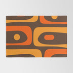 Mid-Century Modern Piquet Retro Minimalist Abstract in 70s Brown and Orange Rug Gallery Image 2