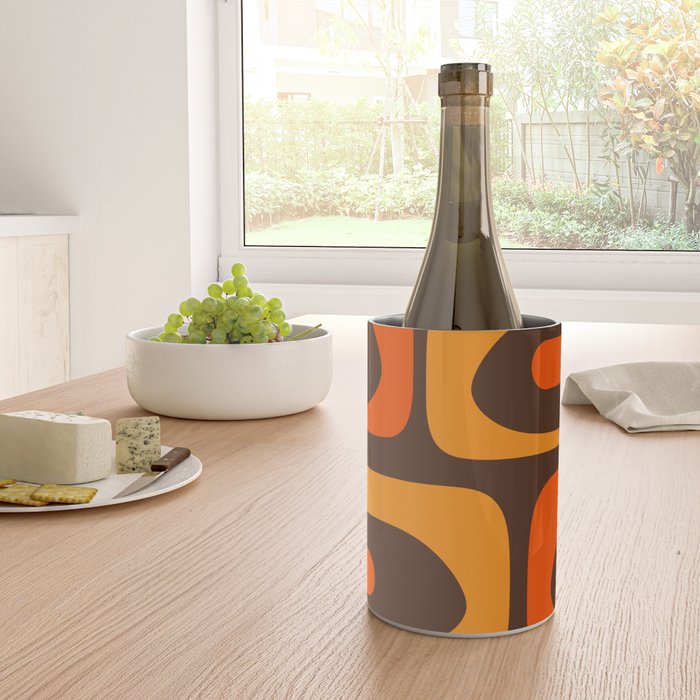 Mid-Century Modern Piquet Retro Minimalist Abstract in 70s Brown and Orange Wine Chiller Gallery Image 4