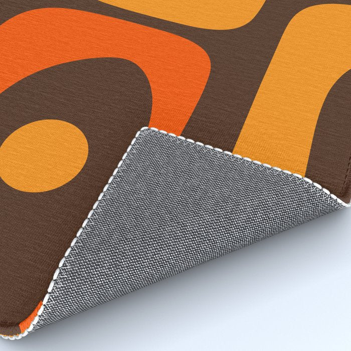 Mid-Century Modern Piquet Retro Minimalist Abstract in 70s Brown and Orange Rug Gallery Image 4