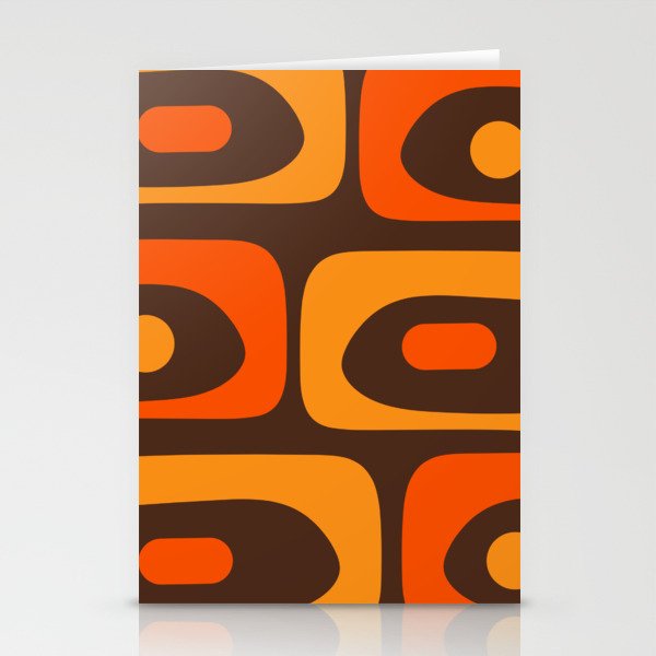 Mid-Century Modern Piquet Retro Minimalist Abstract in 70s Brown and Orange Stationery Card Gallery Image 1