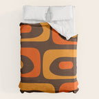 Mid-Century Modern Piquet Retro Minimalist Abstract in 70s Brown and Orange Duvet Cover Gallery Image 6