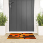 Mid-Century Modern Piquet Retro Minimalist Abstract in 70s Brown and Orange Welcome Mat Gallery Image 3