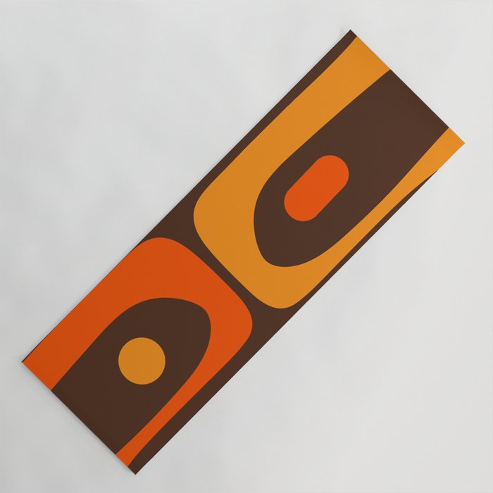 Mid-Century Modern Piquet Retro Minimalist Abstract in 70s Brown and Orange Yoga Mat Gallery Image 1