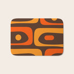 Mid-Century Modern Piquet Retro Minimalist Abstract in 70s Brown and Orange Bath Mat Gallery Image 1