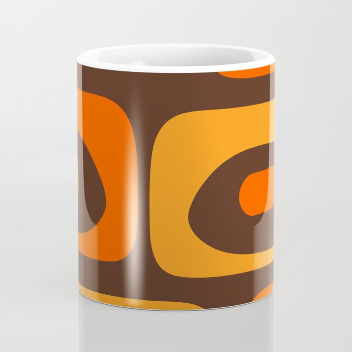 Mid-Century Modern Piquet Retro Minimalist Abstract in 70s Brown and Orange Coffee Mug Gallery Image 4
