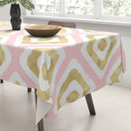 Pink & Gold Ikat Pattern Tablecloth Gallery Image 3