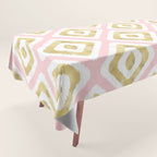 Pink & Gold Ikat Pattern Tablecloth Gallery Image 1