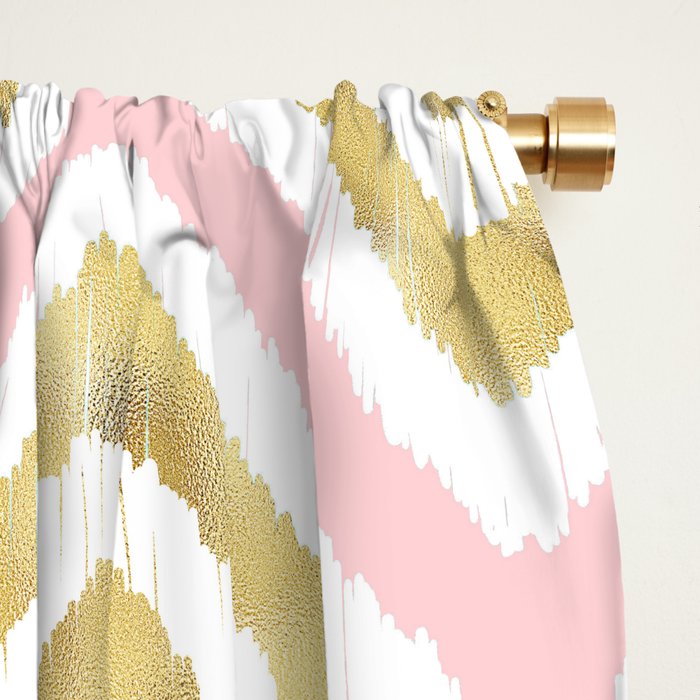 Pink & Gold Ikat Pattern Window Curtain Gallery Image 2