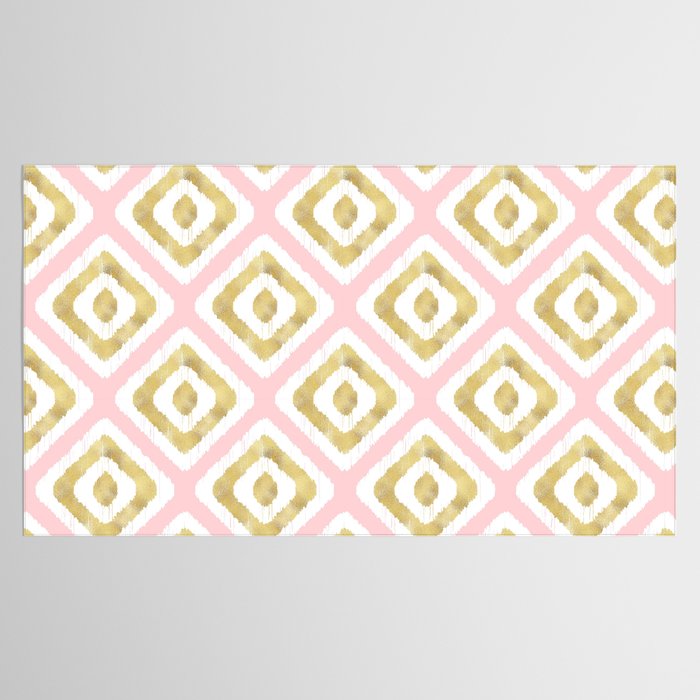 Pink & Gold Ikat Pattern Tablecloth Gallery Image 2