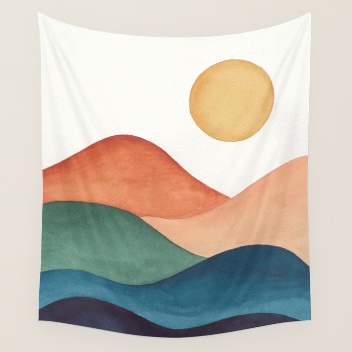 Colorful Abstract Mountains Wall Tapestry Gallery Image 4