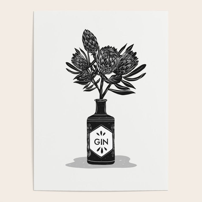 Floral Protea Gin Print Poster Gallery Image 4