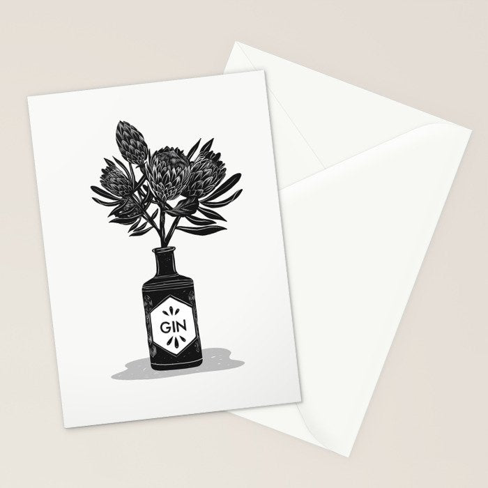 Floral Protea Gin Print Stationery Card Gallery Image 2