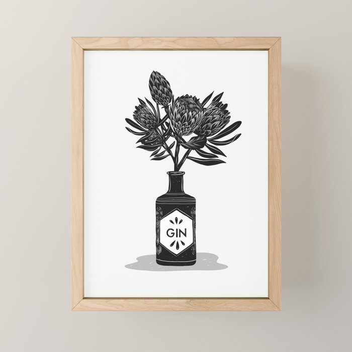 Floral Protea Gin Print Mini Art Print Gallery Image 1