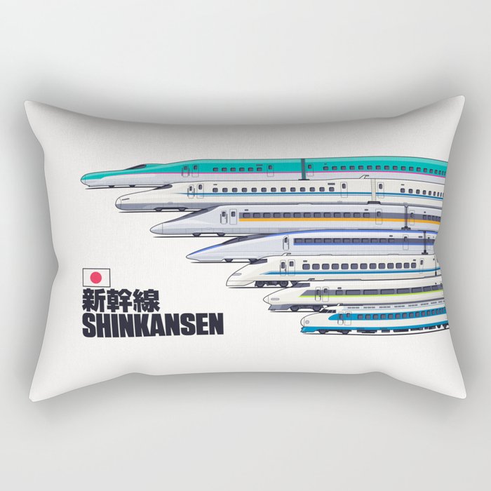 Shinkansen Bullet Train Evolution - White Rectangular Pillow Gallery Image 1