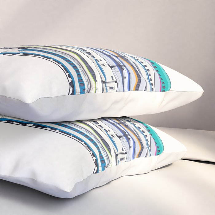 Shinkansen Bullet Train Evolution - White Pillow Sham Gallery Image 3