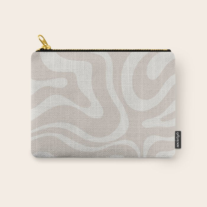 Modern Liquid Swirl Abstract Pattern in Neutral Light Beige Tones Carry All Pouch Gallery Image 1
