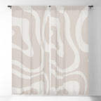 Modern Liquid Swirl Abstract Pattern in Neutral Light Beige Tones Window Curtain Gallery Image 5