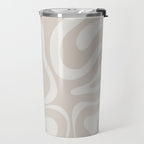 Modern Liquid Swirl Abstract Pattern in Neutral Light Beige Tones Travel Mug Gallery Image 2
