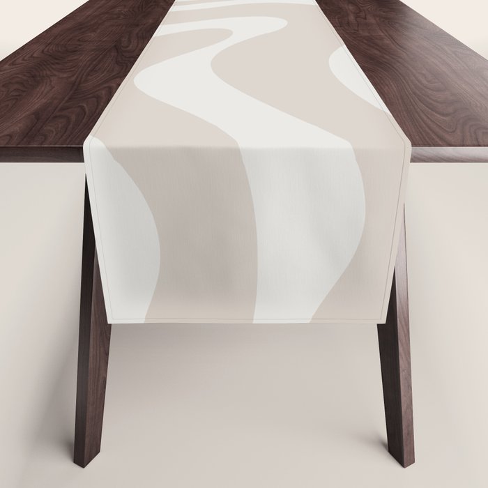 Modern Liquid Swirl Abstract Pattern in Neutral Light Beige Tones Table Runner Gallery Image 1