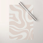 Modern Liquid Swirl Abstract Pattern in Neutral Light Beige Tones Wrapping Paper Gallery Image 1