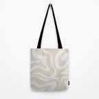 Modern Liquid Swirl Abstract Pattern in Neutral Light Beige Tones Tote Bag Gallery Image 2