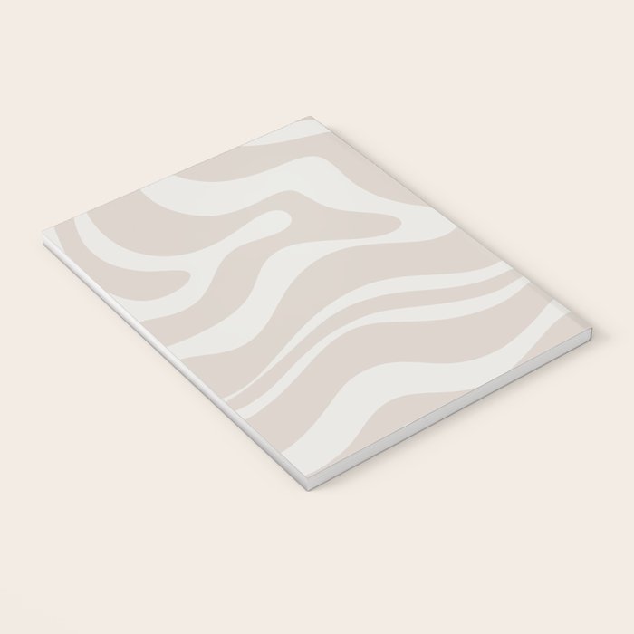 Modern Liquid Swirl Abstract Pattern in Neutral Light Beige Tones Notebook Gallery Image 3
