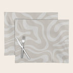 Modern Liquid Swirl Abstract Pattern in Neutral Light Beige Tones Placemat Gallery Image 1