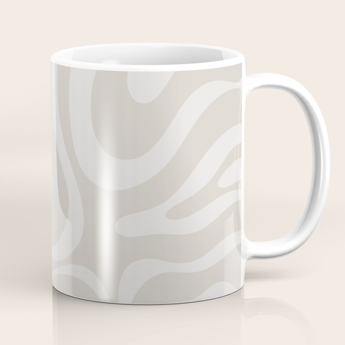 Modern Liquid Swirl Abstract Pattern in Neutral Light Beige Tones Coffee Mug Gallery Image 1