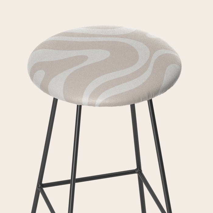 Modern Liquid Swirl Abstract Pattern in Neutral Light Beige Tones Stool Gallery Image 2