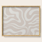 Modern Liquid Swirl Abstract Pattern in Neutral Light Beige Tones Serving Tray Gallery Image 1