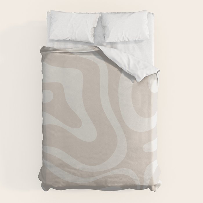 Modern Liquid Swirl Abstract Pattern in Neutral Light Beige Tones Duvet Cover Gallery Image 1