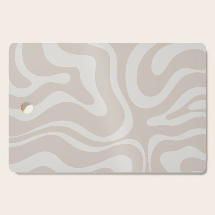 Modern Liquid Swirl Abstract Pattern in Neutral Light Beige Tones Cutting Board Gallery Image 1