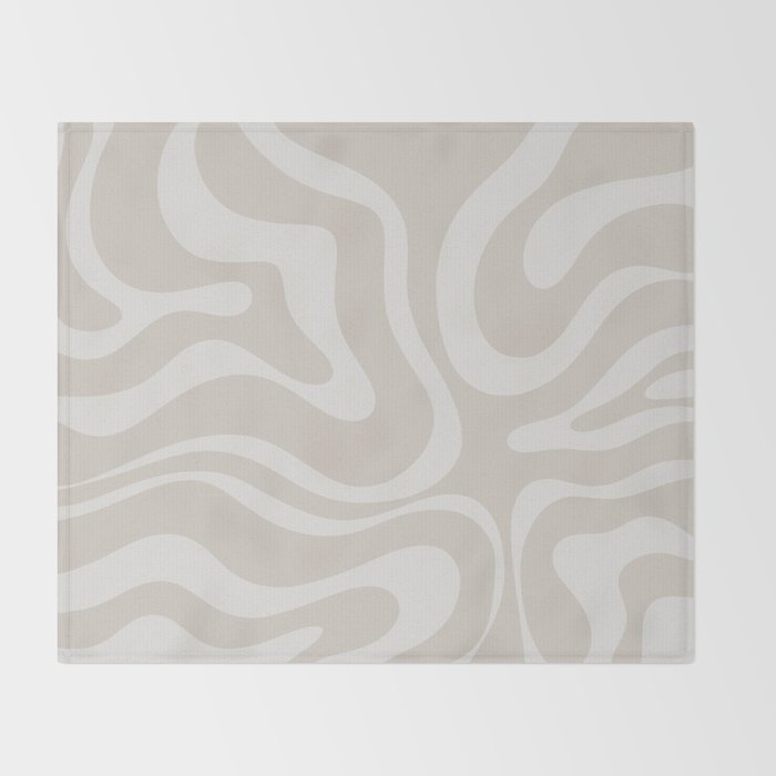 Modern Liquid Swirl Abstract Pattern in Neutral Light Beige Tones Throw Blanket Gallery Image 2