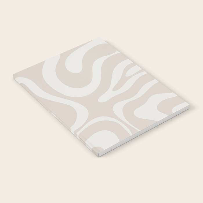 Modern Liquid Swirl Abstract Pattern in Neutral Light Beige Tones Notebook Gallery Image 1
