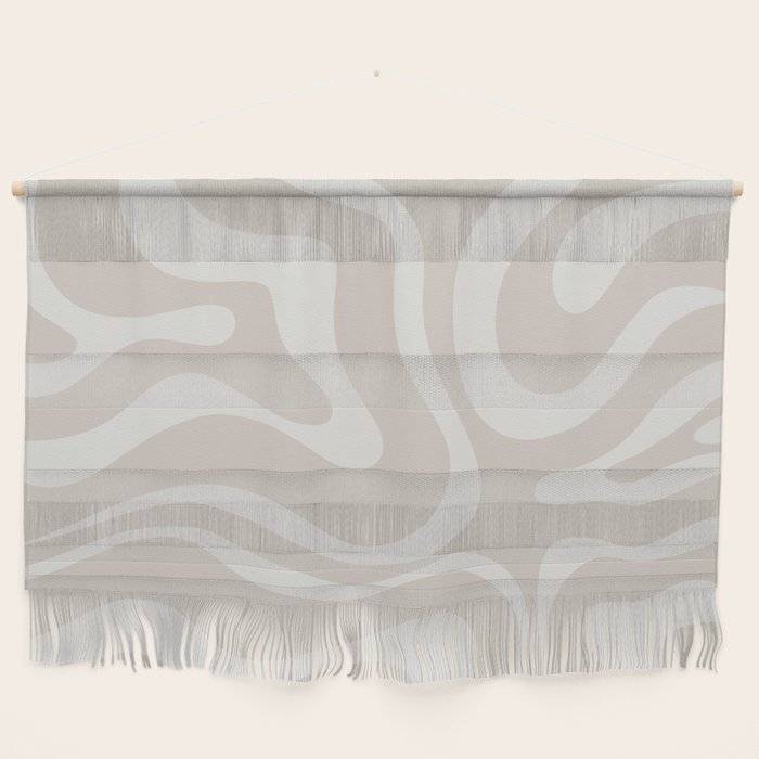 Modern Liquid Swirl Abstract Pattern in Neutral Light Beige Tones Wall Hanging Gallery Image 1