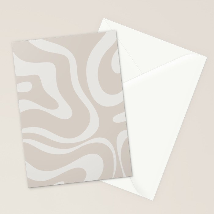 Modern Liquid Swirl Abstract Pattern in Neutral Light Beige Tones Stationery Card Gallery Image 2