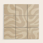 Modern Liquid Swirl Abstract Pattern in Neutral Light Beige Tones Wood Wall Art Gallery Image 1