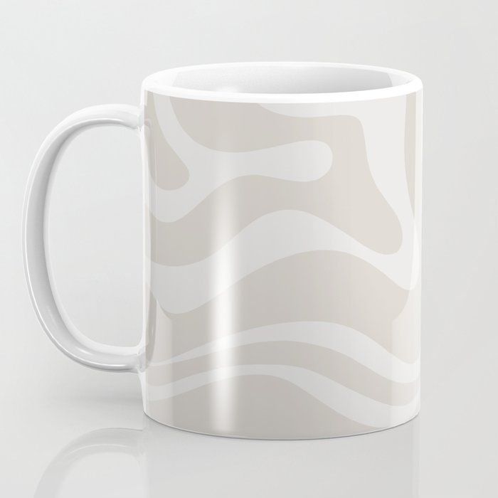 Modern Liquid Swirl Abstract Pattern in Neutral Light Beige Tones Coffee Mug Gallery Image 3
