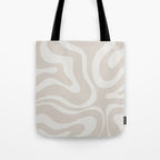 Modern Liquid Swirl Abstract Pattern in Neutral Light Beige Tones Tote Bag Gallery Image 1